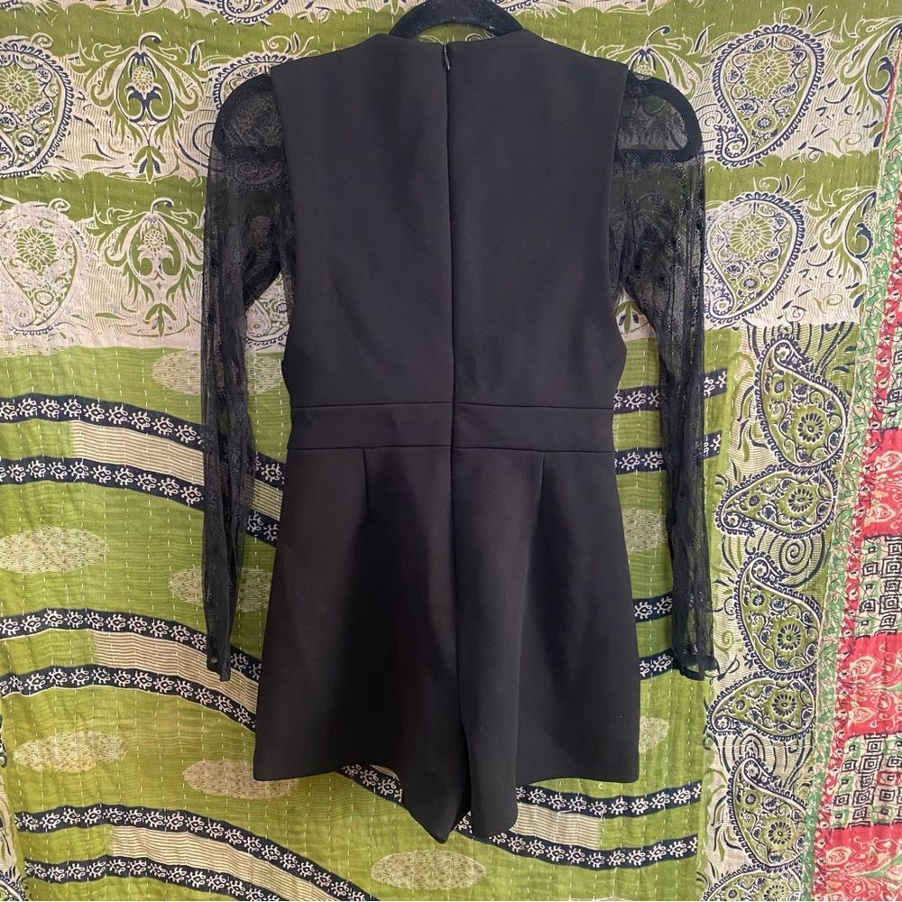 Maje Black Istoria Lace Long Sleeve Romper Playsuit Size EU 34/ US 2 - Picture 11 of 16
